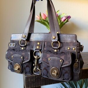 COACH LEGACY BROWN SIGNATURE SATCHEL